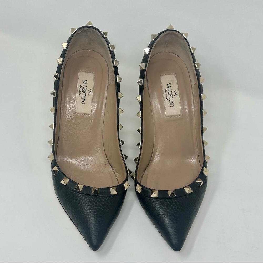 Valentino Garavani Rockstud Black Leather Heels 36 Authentic